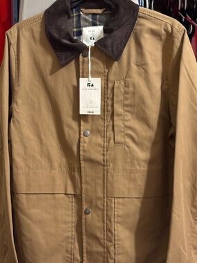 Free Assembly Men's Tan Field Jacket with Dark Brown Corduroy Collar